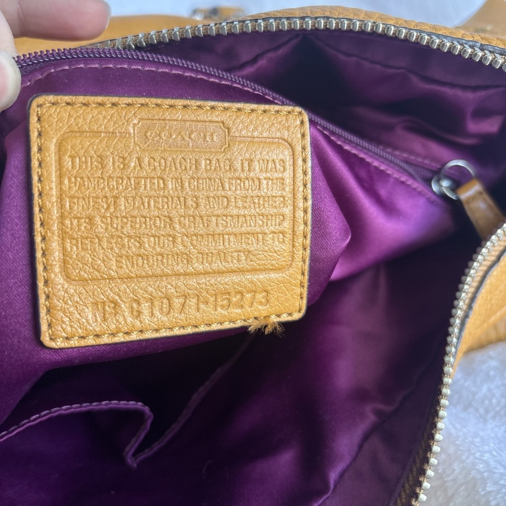 Y2K COACH Alexandra Orange Pebble Leather Convertible Shoulder Bag Charm 15273 - Picture 16 of 16